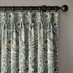 Organic Linen Paisley Pinch Pleat Curtains | Made to Measure | 5 Colours | Blackout Option Available-0