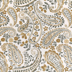 Organic Linen Paisley Pinch Pleat Curtains | Made to Measure | 5 Colours | Blackout Option Available-3